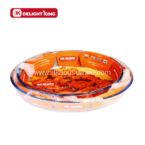 Round Borosiliacte Glass Bakeware Set Baking Dish Customized